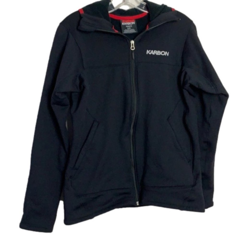 KARBON black scuba fleece zip front hoodie